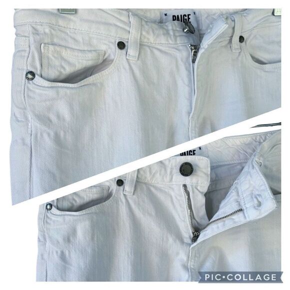 Paige White Skinny Straight Leg Jeans 5 Pocket Zip Fly Button Kylie Crop Size 29 - Picture 5 of 10